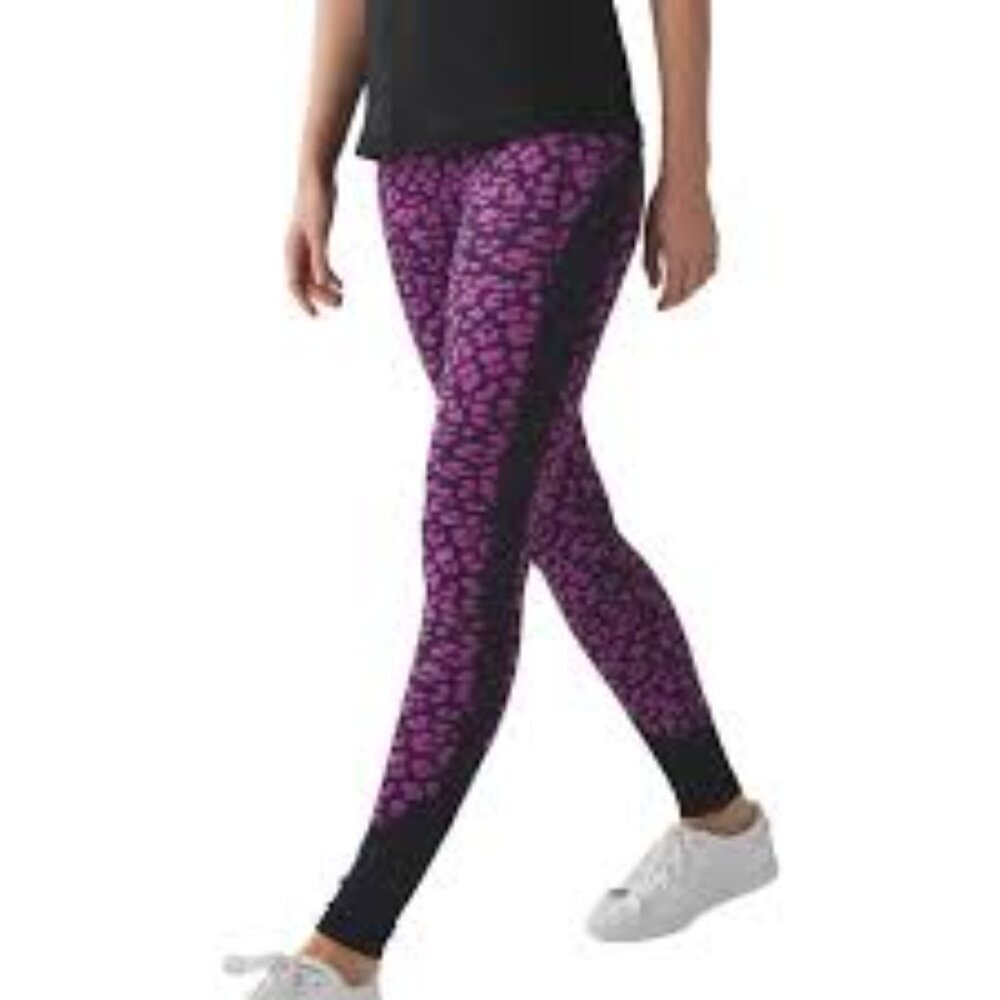 LULULEMON Purple Black Mesh Drop It Like It's Hot Tight Pants Size 4